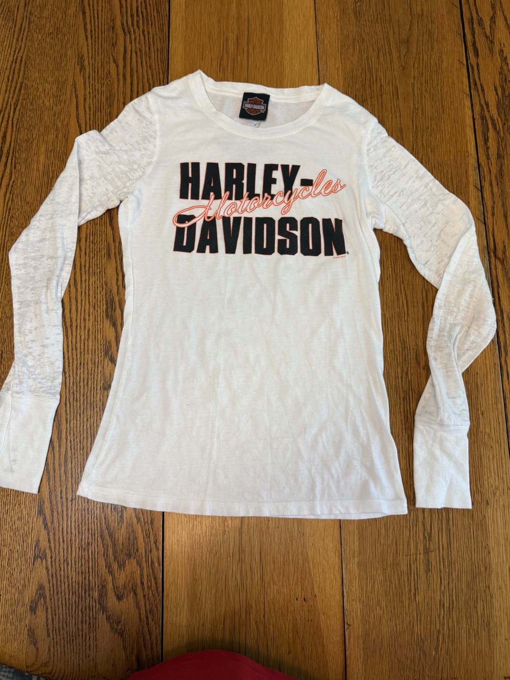 Harley-Davidson Shirt Womens Medium White Long Sleeve Motorcycles Chattahoochee
